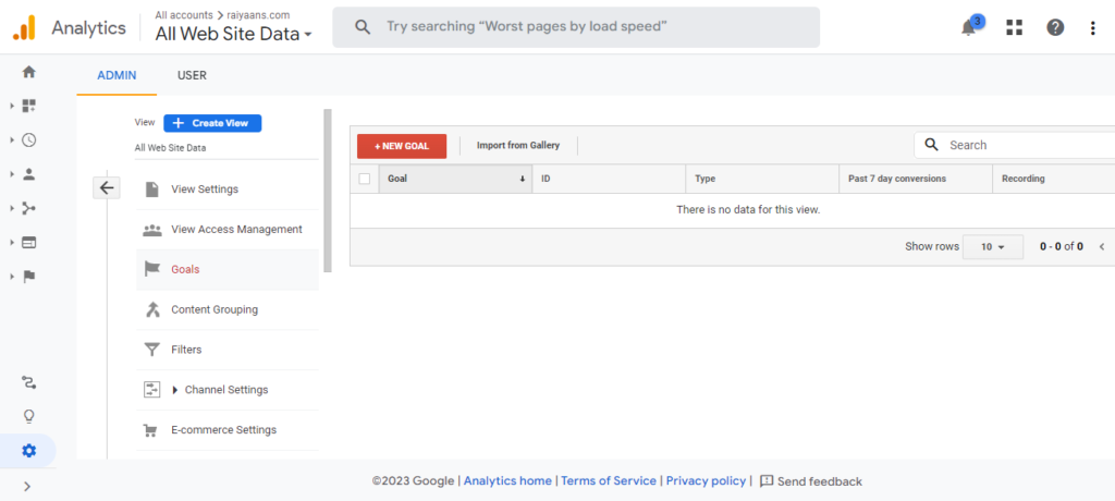 Set goals in google analytics
